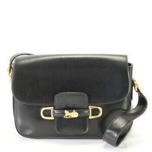 Celine Horse Carriage Leather Shoulder Bag Tote Black EFE